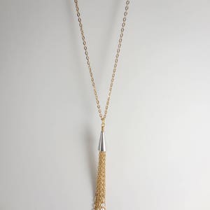 Long Silver and Gold Tassel Necklace