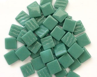 12mm (1/2") Teal Recycled Glass Square Mosaic Tiles//Mosaic Supplies//Craft Supplies
