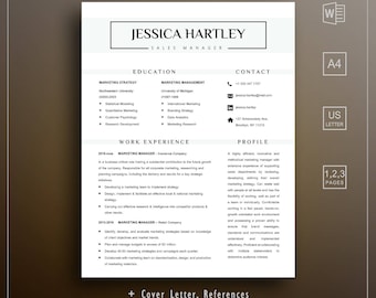 SALE | Professional Resume Template - Sample Resume Format - Cover Letter Sample - 1 page resume - 2 page resume - 3 page resume - CV