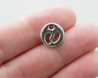 12 Footprints charms antique silver tone P584