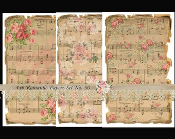 Instant Download - Pretty Paper Pack No. 50 - Three Gorgeous Papers - Printable Digital Sheets - Download - Crafts, Scrapbooking and More