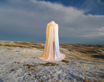 Cloak Cape Ivory Velvet Hooded Medieval Wedding Renaissance Costume Halloween Steampunk CosPlay Druid Faerie