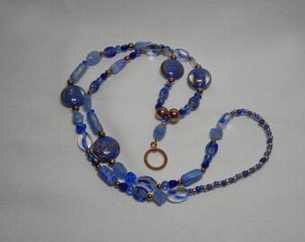 Lanyard: Vivid Blue and Copper Lanyard with Copper Loop