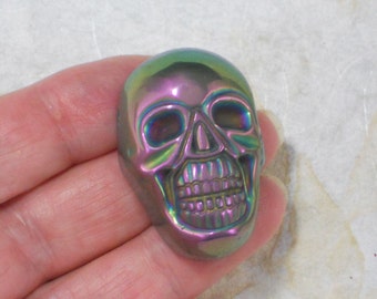 Metallic Purple Skull Bead Pendant Side Drilled Jewelry Stone (5269)