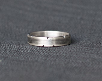 Men's Wedding Band - Rustic Sterling Silver - 5mm band - Men's Wedding Ring - oxidized wedding band Unique Men's Wedding Band Boyfriend gift