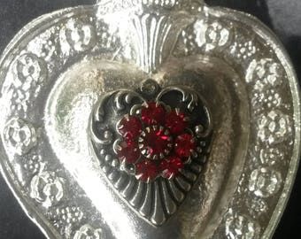 OPULENZA,Sacred heart,swarovski sacred heart,Milagro heart,Sacred silver heart,Ex voto heart
