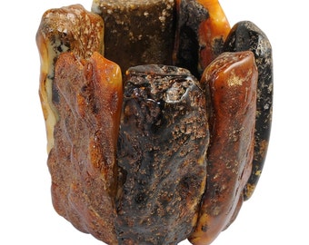 Unique and rare Raw Baltic amber bracelet, entirely handmade by our Craftsmen