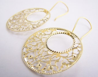 Summer in the Hamptons - FREE SHIPPING WAI - Golden Filigree Hoops - affordable gifts - beach inspired treasures