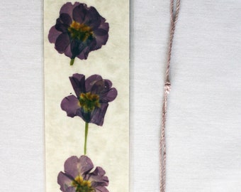 English primrose pressed flower bookmark