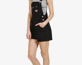 90s Deadstock Denim Overall Shorts! ~ Black! ~ Free US Shipping