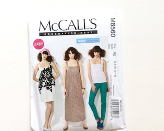 McCall's M6560 Women's Dress and Top Pattern, Easy Pattern, Generation Next, Diana Rupp, Size 6, 8, 10, 12, 14, Uncut Pattern