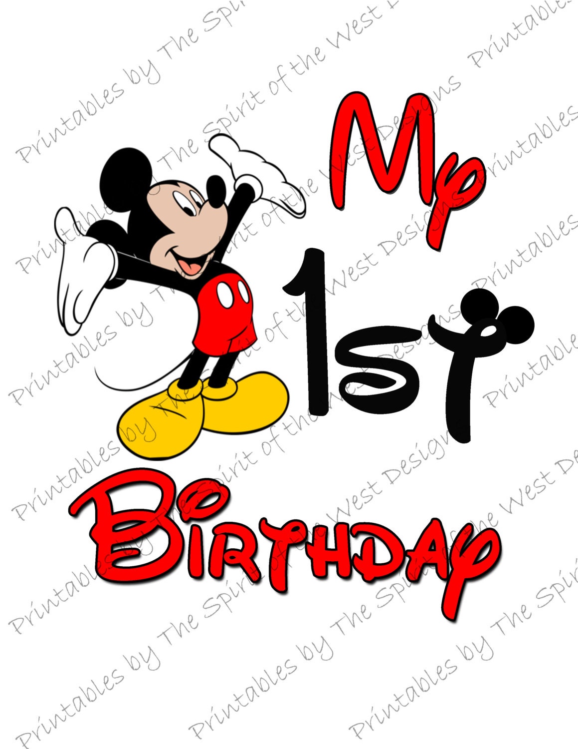 My First Birthday Mickey Mouse IMAGE use as clip art or print
