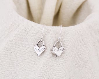 Cute Heart Earrings, Sterling Silver Heart Earrings, Valentine's Day Gift, Heart Jewelry, Gifts for Her