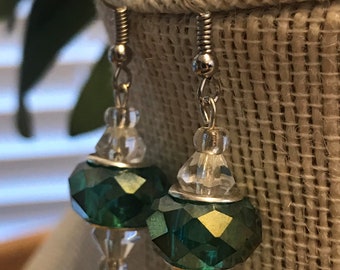 Sea Green Crystal Dangling Earrings
