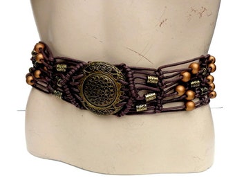 Vintage gold beaded belt, boho belt, hippie, festival belt, ethnic belt, tribal belt