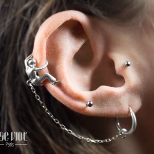 Fleur Grenade & Topaze Blanche Pendantes Earrings IN Argent Sterling Plaqué Or