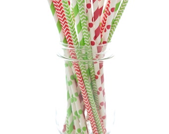 Candy Cane Paper Straws-Candy Cane Straws-Red and White