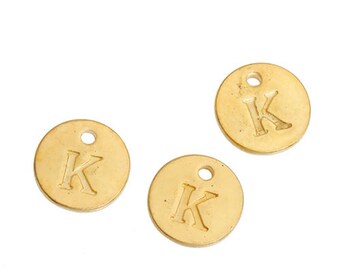 Letter K - 12mm Golden gold pendant