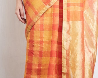 Anavila orange and gold sari