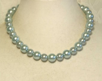 Cynthia Lynn "AFTERNOON TEA" Chunky Pastel Blue Glass Pearl Necklace 16"-18"