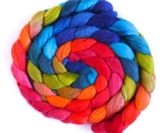 Topsy Turvy, Finn Wool Roving, Hand Painted Spinning or Felting Fiber