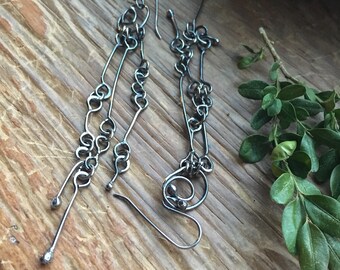 Sterling links and swirls shoulder duster dangle earrings