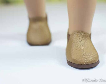 Doll Ankle BOOTS in Short Length CAMEL Tan Faux LEATHER for American Girl or 18 " Doll