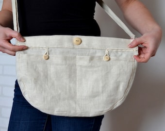 Natural linen tote, Shoulder bag, Messenger bag, Purse, Everyday bag , Eco friendly bag, Cross body bag, Natural totes