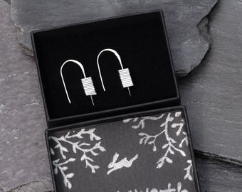 Hematite Cairn Silver Earrings - Unique Earrings - Unusual Earrings - Birthday Gifts for Women - Gift for Wife - Modern Minimalist Jewelry