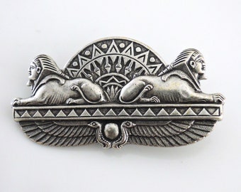 Vintage Brooch - Art Deco Brooch - Egyptian Jewelry - Silver Brooch - handmade jewelry