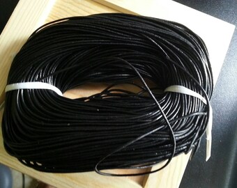 50 cm leather cord in black calfskin, 2.0 mm thick