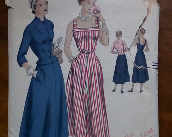 1950s Dress & Jacket - 34" Bust - Vogue 6809 - Vintage Sewing Pattern
