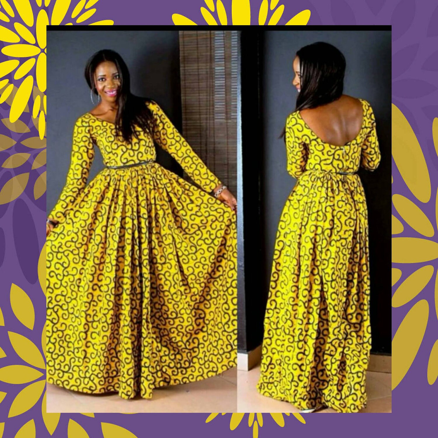 Yellow Ankara Maxi Dress African Maxi Dress African