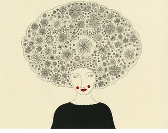 Afloral-Flower Print, Flower Afro, Afro, Afro Print, Botanical Print, Floral Print