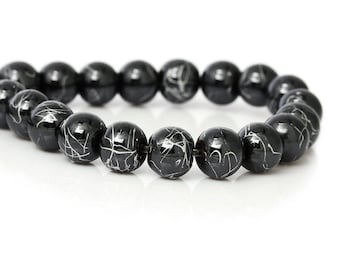 lot 5 Black 8mm Hematite beads