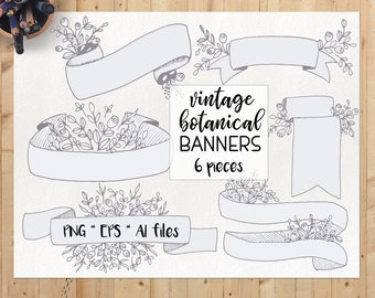 Scrolls Banners Vintage Blank Rustic Digital Scroll Ribbon Add