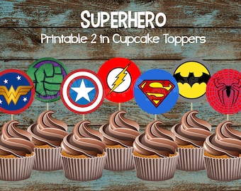 Superhero Cupcake Toppers, Superhero Party Supplies, Superhero Cake Topper, Superhero Birthday party, Superhero Birthday Party Decorations