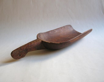 vintage hand carved wooden scoop
