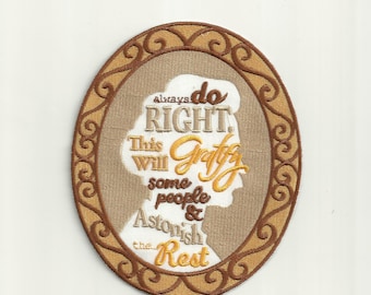 Mark Twain Quote, Cameo Patch! Custom Made!