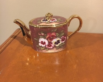 Ayshford fine bone china summer pansy miniature teapot