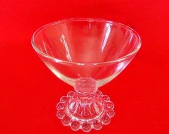 7 BOOPIE BUBBLE Pattern Footed Glass DESSERT Cups by Anchor Hocking Vintage Clear Glass