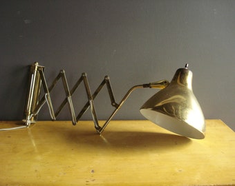 Classy Brassy - Vintage Brass Lamp - Extendable Accordion Wall Mount Lamp - Brass Scissor Wall Mounted Lamp