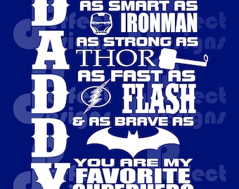 Favorite Superhero Daddy Cuttable Graphic Design Art Silhouette Cricut Cameo Scan N Cut File - eps dxf svg jpg jpeg