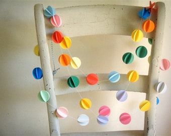 Pom Pom Paper Garland - 3D Garland - Party Decor - Paper Decoration - Birthday Decoration - Choose Your Length