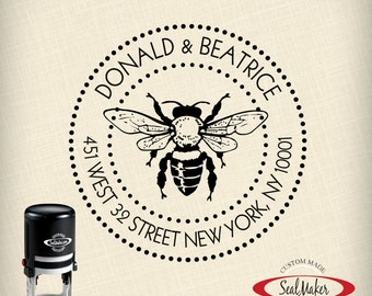 Custom Self-Inking Address Stamp - "Buzzing Bee"