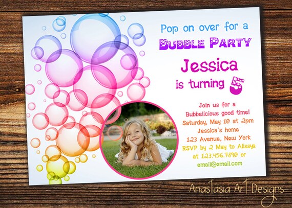 Bubble Birthday Party Invitations 8