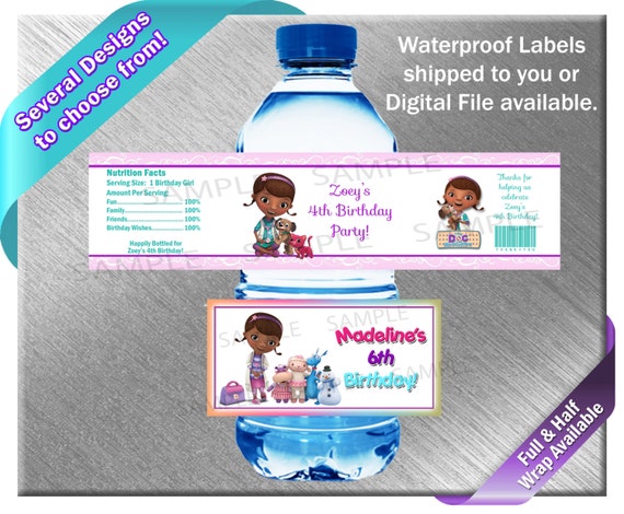 Doc mcstuffins printable water bottle labels