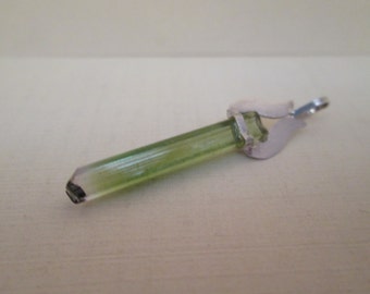 Watermelon Tourmaline Crystal Pendant in Silver