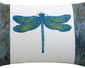 Dragonfly Blue Boudoir Size Decorative Pillow 12 x 17 inches