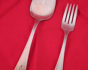 1930's Beacon Silver Plate Cake Server and Fork